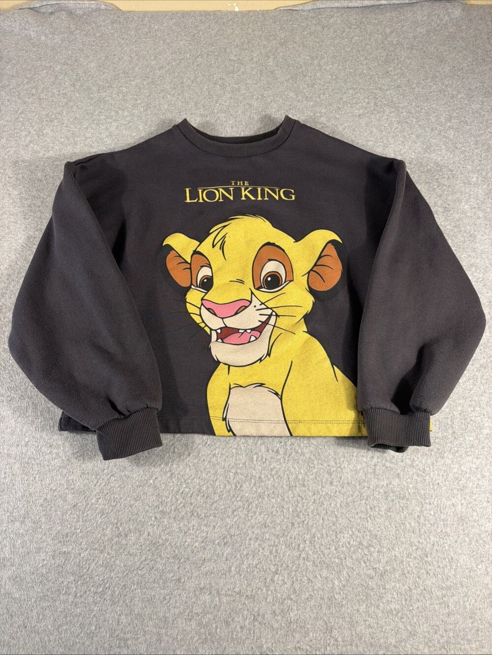 Lion King Simba Crop Sweater Women’s Size S Black Disney Graphic Pullover